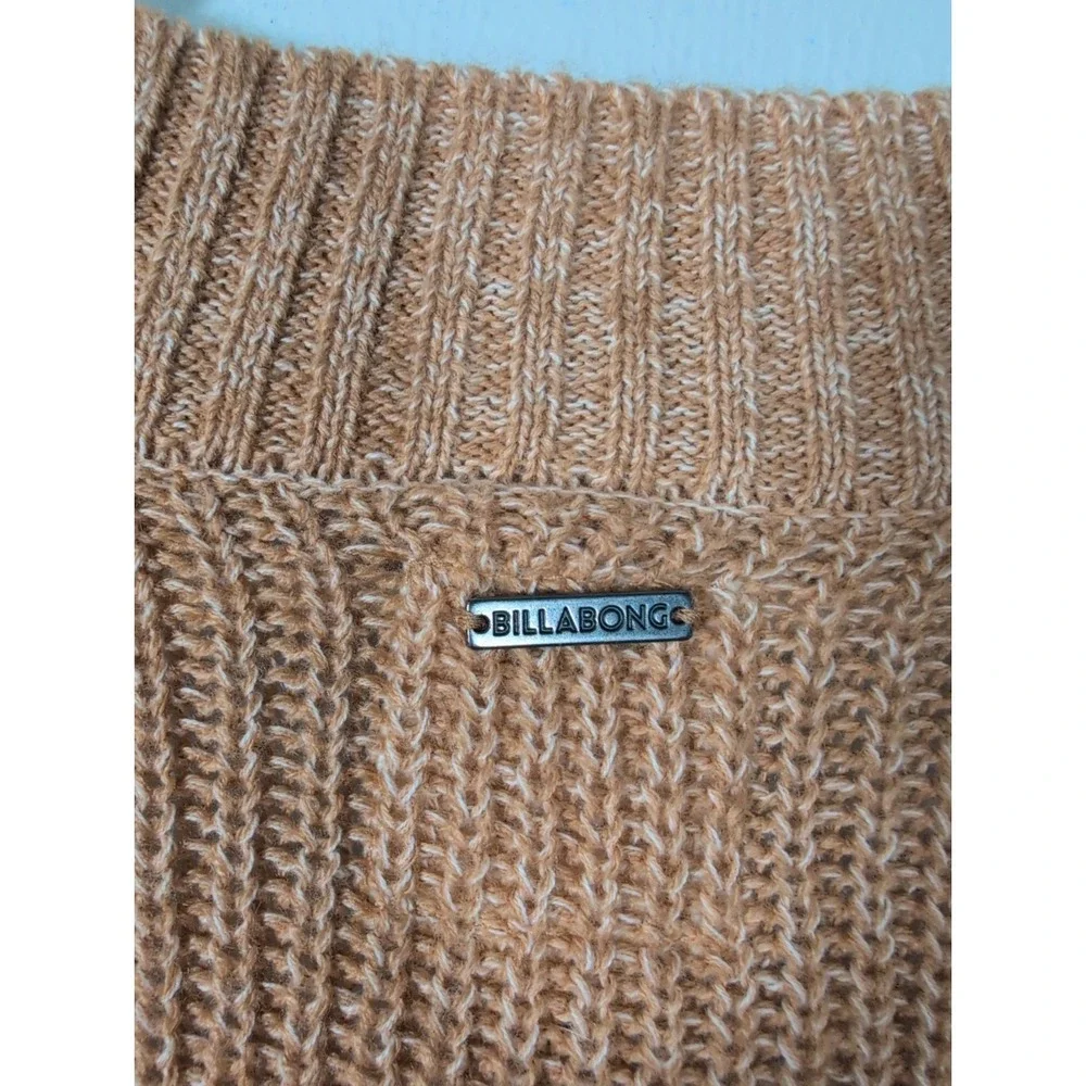 Billabong Sweet Bliss Surplice Sweater Size Medium Brown Open Knit V-Neck
